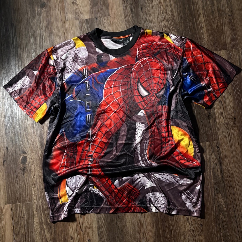 Vintage Spiderman All Over Print T Shirt Mens XL Graphic Marvel Superhero‎ Tee